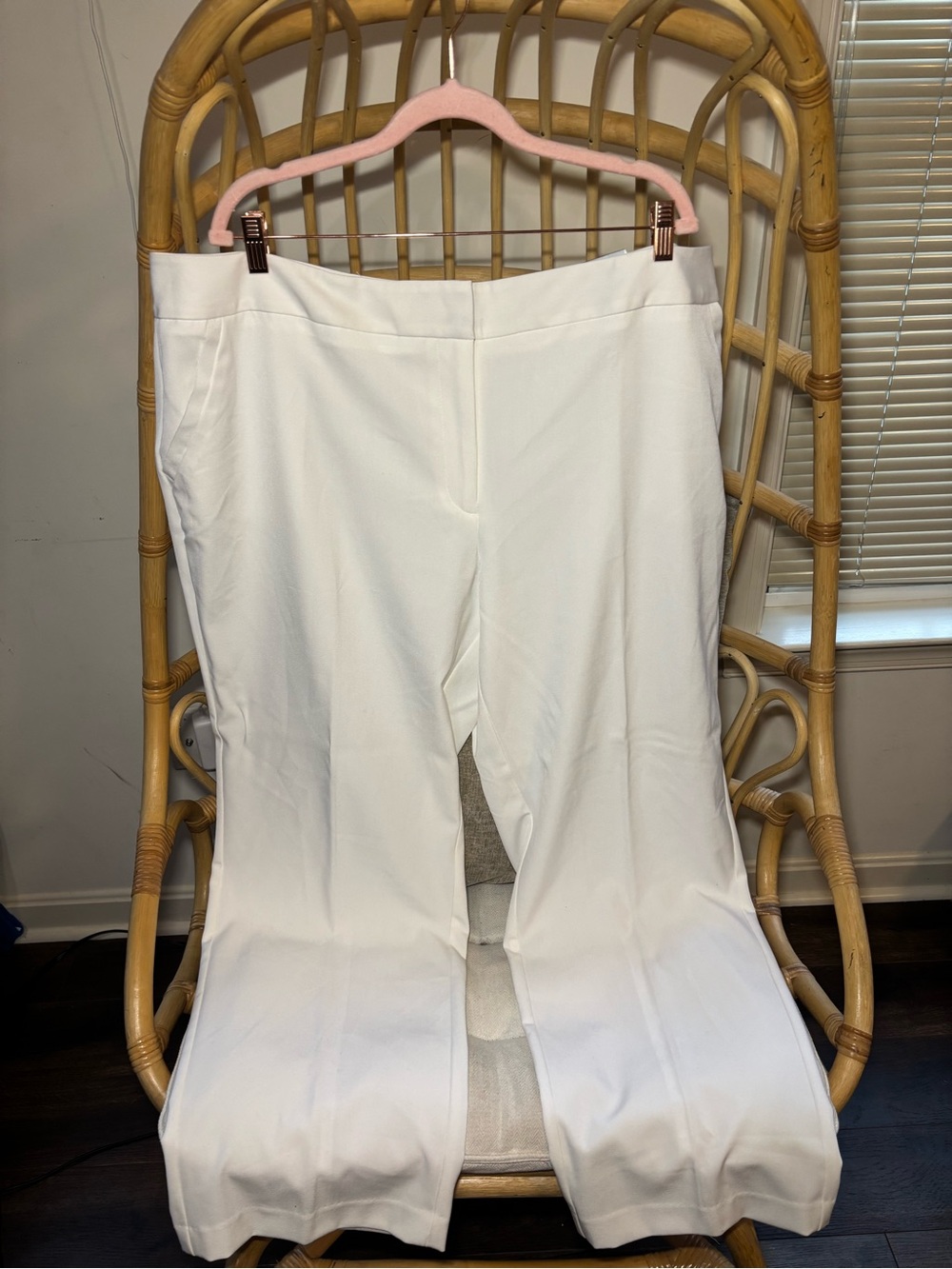 Ashley Stewart White Wide-Leg Stretch Dress Pants NWT